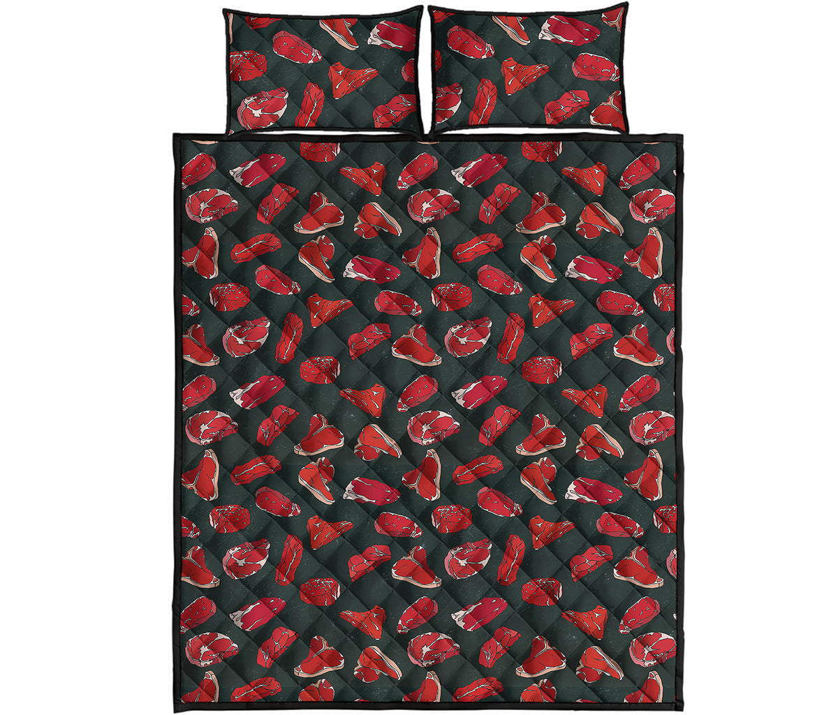 Red Meat Pattern Print Quilt Bed Set