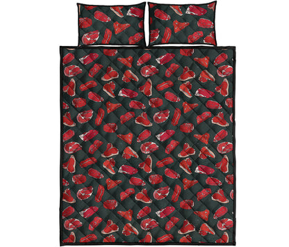 Red Meat Pattern Print Quilt Bed Set