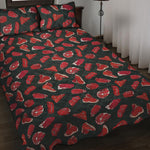 Red Meat Pattern Print Quilt Bed Set