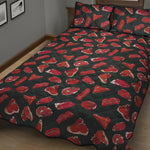 Red Meat Pattern Print Quilt Bed Set