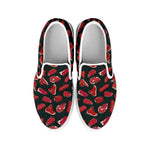 Red Meat Pattern Print White Slip On Shoes