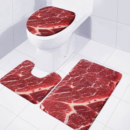 Red Meat Print 3 Piece Bath Mat Set