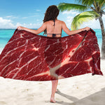 Red Meat Print Beach Sarong Wrap