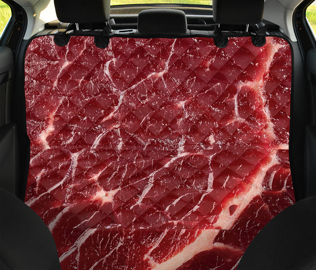 Red Meat Print Pet Car Back Seat Cover