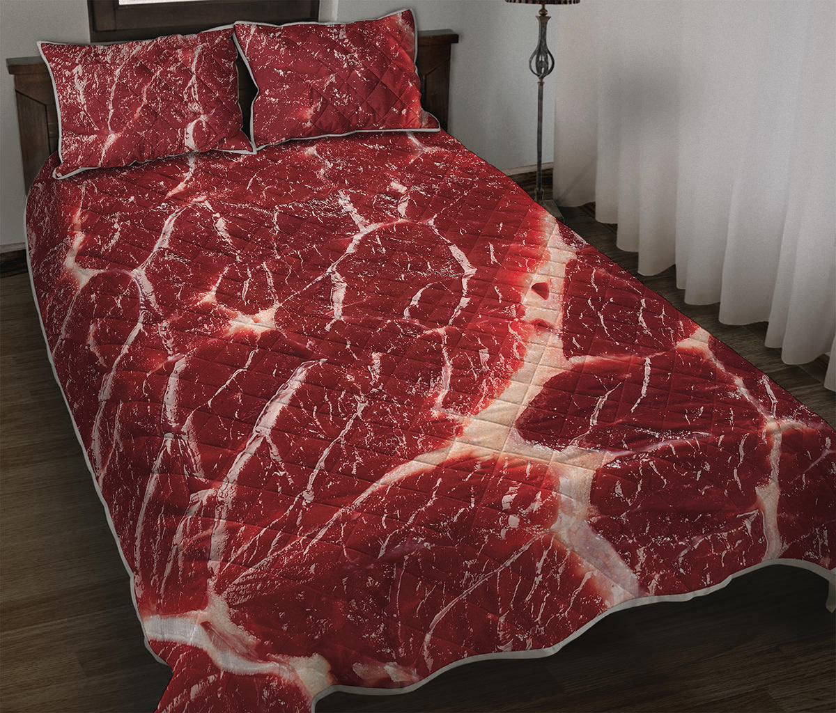 Red Meat Print Quilt Bed Set