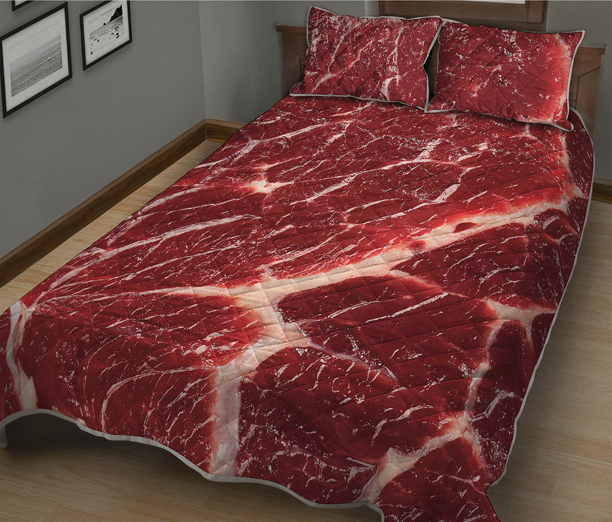Red Meat Print Quilt Bed Set