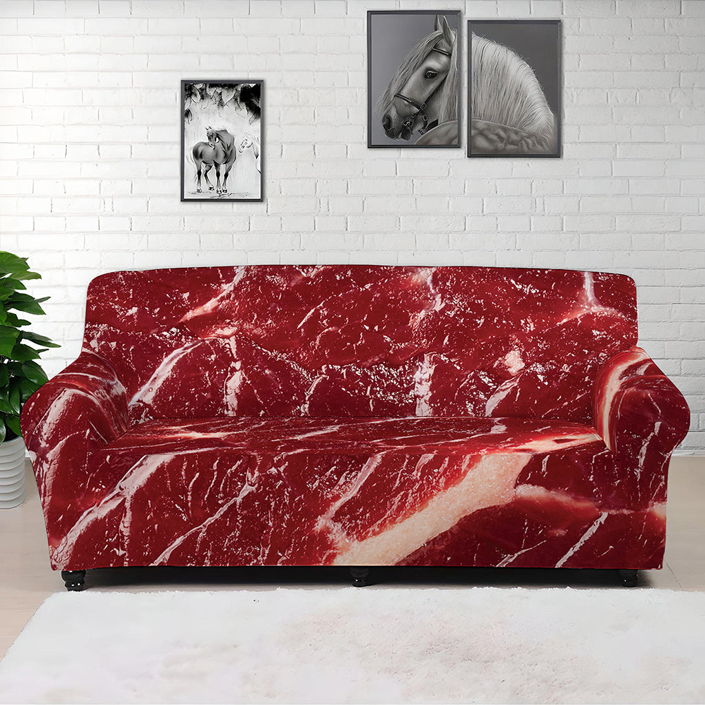Red Meat Print Sofa Cover