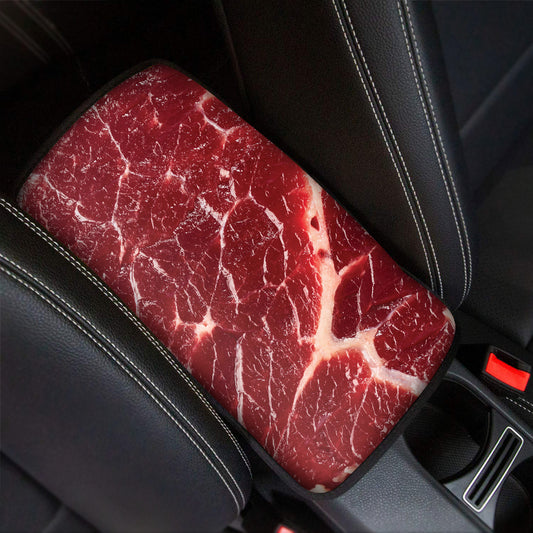 Red Meat Texture Print Car Center Console Cover