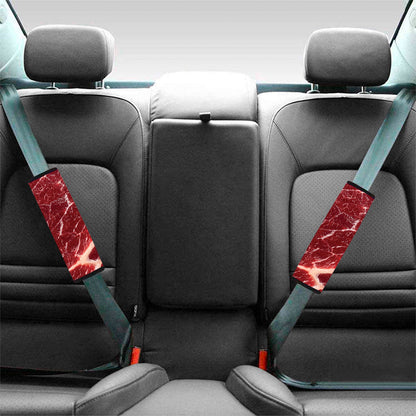 Red Meat Texture Print Car Seat Belt Covers