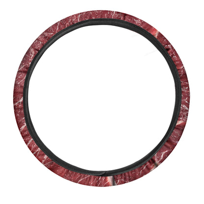 Red Meat Texture Print Car Steering Wheel Cover