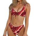 Red Meat Print Front Bow Tie Bikini