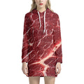 Red Meat Print Pullover Hoodie Dress
