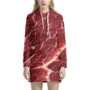 Red Meat Texture Print Hoodie Dress