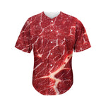 Red Meat Texture Print Men's Baseball Jersey