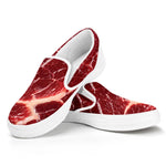 Red Meat Texture Print White Slip On Shoes
