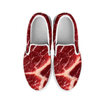 Red Meat Texture Print White Slip On Shoes