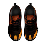 Red Moon Howling Wolf Print Black Sneakers