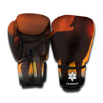 Red Moon Howling Wolf Print Boxing Gloves