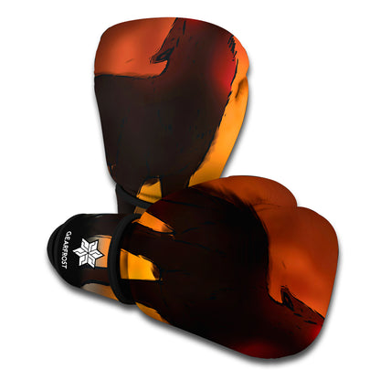 Red Moon Howling Wolf Print Boxing Gloves