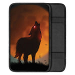 Red Moon Howling Wolf Print Car Center Console Cover