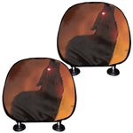 Red Moon Howling Wolf Print Car Headrest Covers