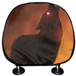 Red Moon Howling Wolf Print Car Headrest Covers