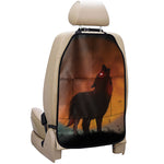 Red Moon Howling Wolf Print Car Seat Organizers