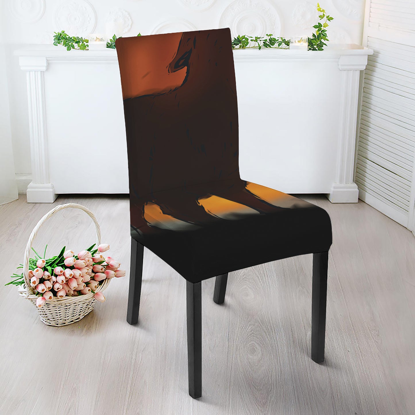 Red Moon Howling Wolf Print Dining Chair Slipcover