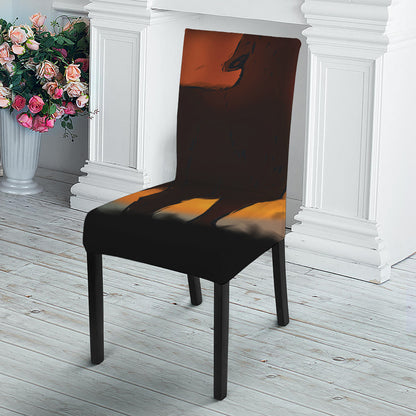 Red Moon Howling Wolf Print Dining Chair Slipcover
