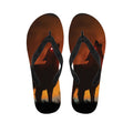 Red Moon Howling Wolf Print Flip Flops