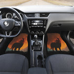 Red Moon Howling Wolf Print Front and Back Car Floor Mats