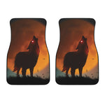 Red Moon Howling Wolf Print Front Car Floor Mats