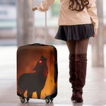 Red Moon Howling Wolf Print Luggage Cover