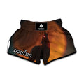Red Moon Howling Wolf Print Muay Thai Boxing Shorts