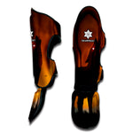 Red Moon Howling Wolf Print Muay Thai Shin Guard