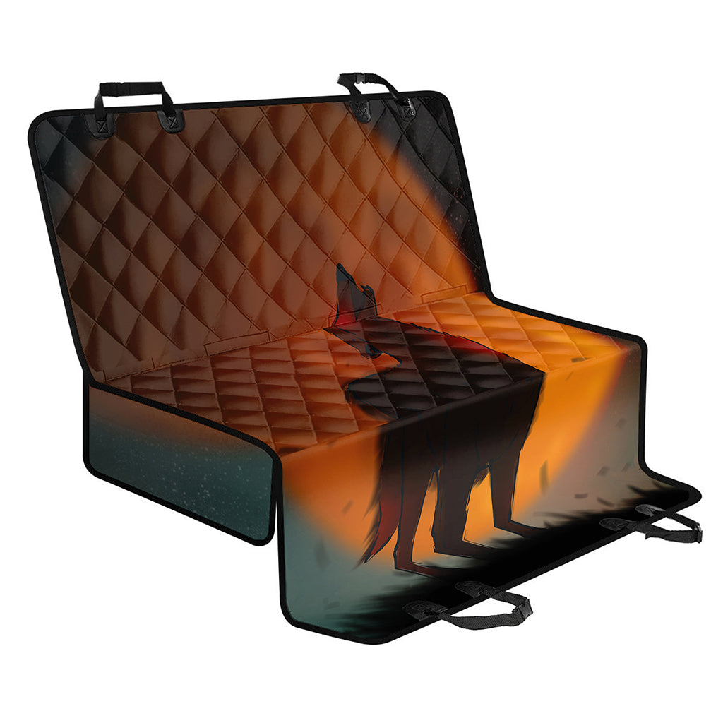 Red Moon Howling Wolf Print Pet Car Back Seat Cover