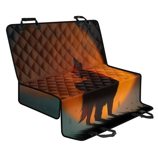 Red Moon Howling Wolf Print Pet Car Back Seat Cover