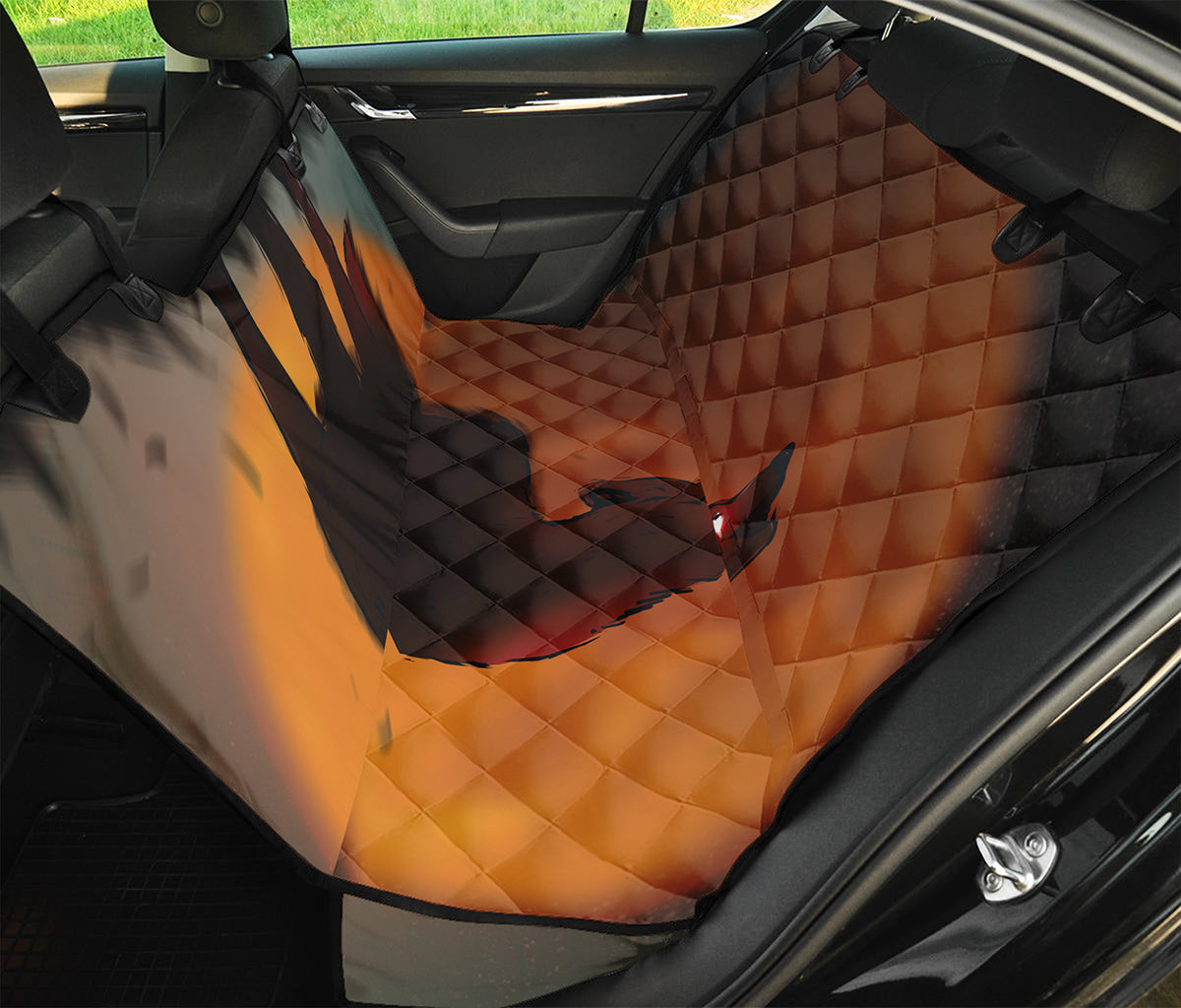 Red Moon Howling Wolf Print Pet Car Back Seat Cover