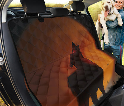 Red Moon Howling Wolf Print Pet Car Back Seat Cover