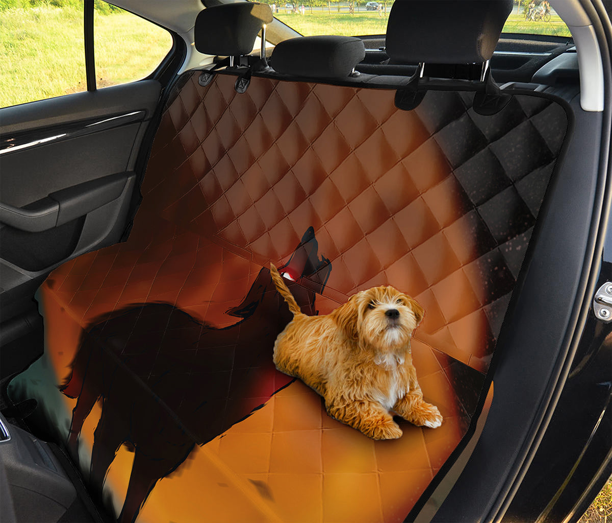 Red Moon Howling Wolf Print Pet Car Back Seat Cover