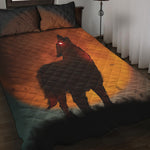 Red Moon Howling Wolf Print Quilt Bed Set