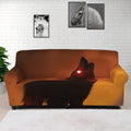 Red Moon Howling Wolf Print Sofa Cover