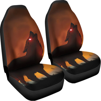 Red Moon Howling Wolf Print Universal Fit Car Seat Covers