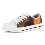 Red Moon Howling Wolf Print White Low Top Shoes