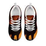 Red Moon Howling Wolf Print White Sneakers