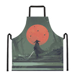 Red Moon Samurai Print Apron