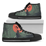 Red Moon Samurai Print Black High Top Shoes