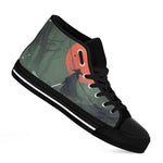 Red Moon Samurai Print Black High Top Shoes