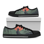 Red Moon Samurai Print Black Low Top Shoes 