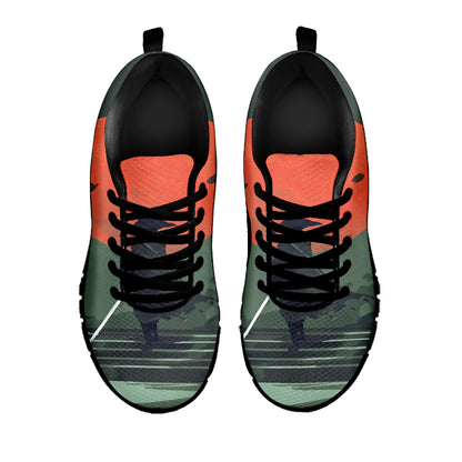 Red Moon Samurai Print Black Sneakers